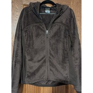 Titanium Women's Fleece Zip Up Hoodie‎ Jacket L Brown Hooded Cozy